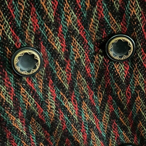 VTG 70s Retro Zigzag Woven Double Breasted Wool Car Coat SZ XL - Picture 7 of 12